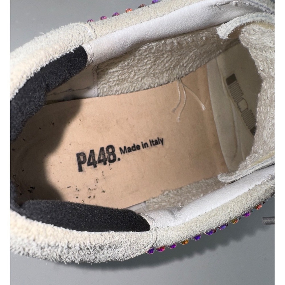 P448 John Gray Suede Rhinestone Sneakers Crystal Bling Y2K 38 size 7 glam Italy - Picture 6 of 13